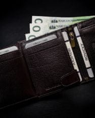 Rovicky Majhna moška denarnica iz naravnega zrnatega usnja s predalom na zadrgo