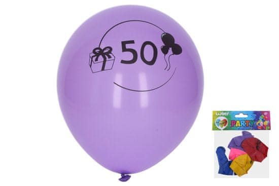 Napihljiv balon 30 cm - komplet 5, s številko 50