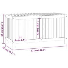 Vidaxl Vrtna škatla črna 121x55x64 cm trdna borovina