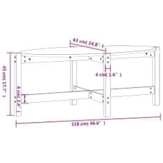 Vidaxl Klubska mizica siva 118x63x45 trdna borovina