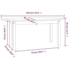 Vidaxl Klubska mizica medeno rjava 110x55x45 trdna borovina