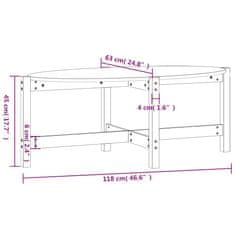 Vidaxl Klubska mizica medeno rjava 118x63x45 trdna borovina