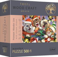 Trefl Wood Craft Origin Puzzle Božične mačke 501 kosov