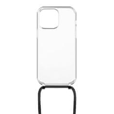 FIXED Pure Neck zaščitni ovitek s črno vrvico za okoli vratu za Apple iPhone 14 Pro Max, prozoren (FIXPUN-931-BK)