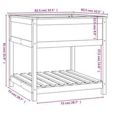 Vidaxl Visoka greda s polico med. rjava 82,5x82,5x81 cm trdna borovina