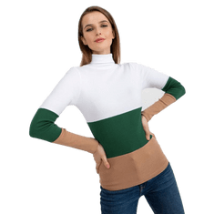 RELEVANCE Ženski pulover z ovratnikom TRINA bel temno zelen RV-BZ-8465-1.08P_394500 Univerzalni