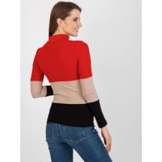 RELEVANCE Ženski pulover z ovratnikom TRINA rdeče črn RV-BZ-8465-1.35P_394513 Univerzalni