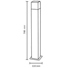 LUMILED Vrtna svetilka E27 kvadratna črna stebrička GALAX 74cm