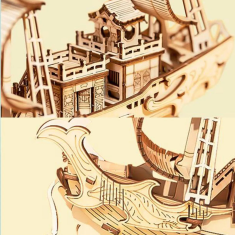 Robotime Rolife 3D lesena sestavljanka Japonska diplomatska ladja 91 kosov