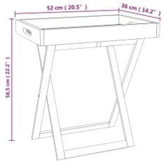 Vidaxl Zložljiva mizica s pladnjem 52x36x56,5 cm trdna orehovina