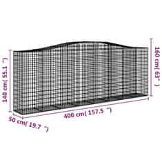 Vidaxl Obokane gabion košare 2 kosi 400x50x140/160 cm pocinkano železo