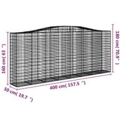 Vidaxl Obokane gabion košare 6 kosov 400x50x160/180cm pocinkano železo