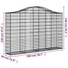 Vidaxl Obokane gabion košare 8 kosov 200x30x120/140cm pocinkano železo