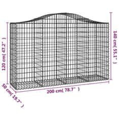 Vidaxl Obokane gabion košare 2 kosa 200x50x120/140 cm pocinkano železo