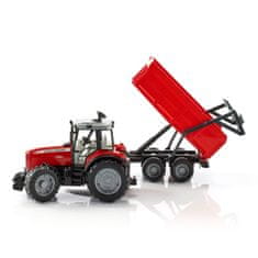 Bruder Traktor MASSEY FERGUSON z zložljivim vozom rdeče barve