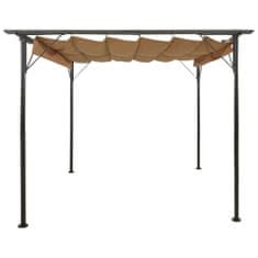 Vidaxl Pergola z zložljivo streho taupe 3x3 m jeklo 180 g/m2