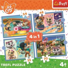 Trefl Puzzle 44 mačk: mačja ekipa 4v1 (35,48,54,70 kosov)