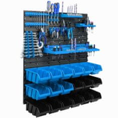 botle Stenska plošča za orodje 77 x 78 cm z 18 kos Škatla viseče Modra in Črna škatle plastika