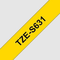 TZE-S631, rumeno/črna, 12 mm