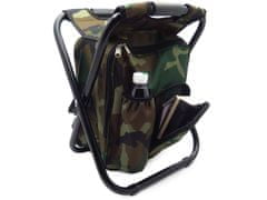 Volino Zložljiv stol in nahrbtnik s termo torbo Camping 3v1 - rjav/zelen