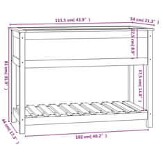 Vidaxl Visoka greda s polico črna 111,5x54x81 cm trdna borovina