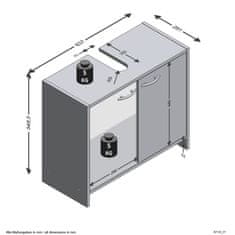 Vidaxl FMD Umivalna omarica, 63,7x28,1x55 cm, bela