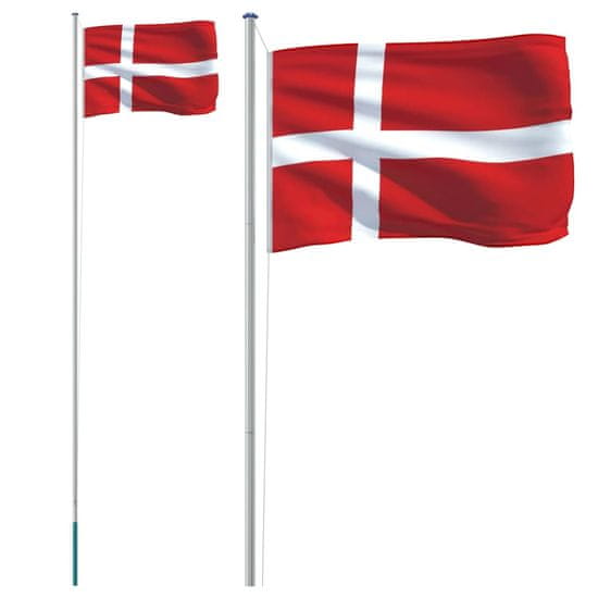 Vidaxl Danska zastava in drog 6,23 m aluminij
