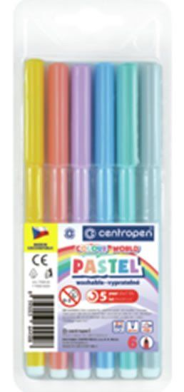 Centropen COLOUR WORLD 7550 trikotni markerji, komplet 6 pastelnih barv