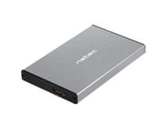 Natec Zunanji HDD box 2,5" USB 3.0 Rhino Go, siv, aluminijasto ohišje