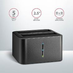 AXAGON ADSA-D25, USB 3.2 Gen 1 - 2x SATA 6G 2,5" SSD/HDD CLONE MINI priklopna postaja