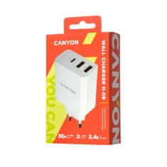 Canyon H-08 hišni polnilec, 30 W, PD, USB-C, USB-A (CNE-CHA08W) - odprta embalaža