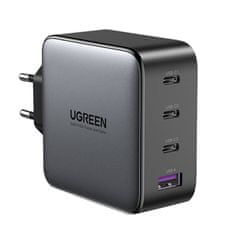 Ugreen CD226 omrežni polnilnik, 3x USB-C, 1x USB-A, GaN, PD3.0, QC4+, 100 W, kabel 1,5 m (siva)