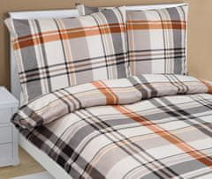 Bombažna posteljnina - 140x200, 70x90 cm - Káro siva, oranžna