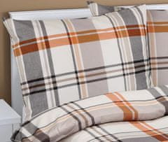 Bombažna posteljnina - 140x220, 70x90 cm - Káro siva, oranžna