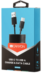 Canyon UC-1 USB-C kabel, 5 W, 1 m, črn (CNE-USBC1B) - odprta embalaža