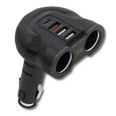 Qoltec avtomobilski polnilec qoltec 12-24 V | 52 W | 2,4 A | 2 x usb | usb qc 3.0 | usb type c pd | 2 x razdelilnik za vžigalnik cigaret