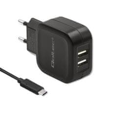 Qoltec polnilec qoltec 17w | 5v | 3,4a | 2xusb + kabel USB c