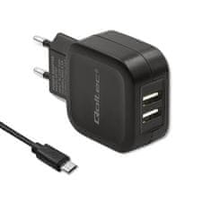 Qoltec polnilec qoltec 17w | 5v | 3,4a | 2xusb + micro usb kabel