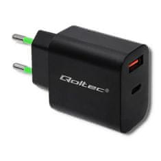 Qoltec Polnilec qoltec | 18 W | 5-12 V | 1,5-3 A | usb tipa c pd | usb qc 3.0 | črna