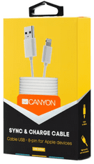 Canyon CFI-1 Lightning kabel, 5 W, 1 m, bel (CNE-CFI1W)