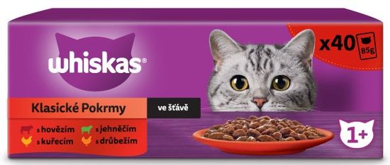 Whiskas vrečke, Classic Selection v soku, 40 x 85 g