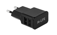 M-Life Polnilec AC za telefone 2xUSB, hitro polnjenje, 2A