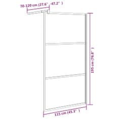 Vidaxl Pregrada za tuš 115x195 cm delno motno ESG steklo črna