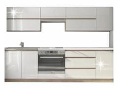 KONDELA Kitchen Line 260 - bela visoki sijaj / sonoma hrast