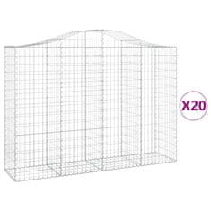 Vidaxl Obokane gabion košare 20 kosi 200x50x140/160cm pocinkano železo