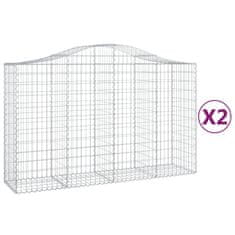 Vidaxl Obokane gabion košare 2 kosa 200x50x120/140 cm pocinkano železo