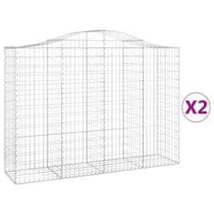 Vidaxl Obokane gabion košare 2 kosi 200x50x140/160 cm pocinkano železo