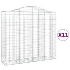 Vidaxl Obokane gabion košare 11kosi 200x50x180/200 cm pocinkano železo