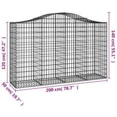 Vidaxl Obokane gabion košare 3 kosi 200x50x120/140 cm pocinkano železo