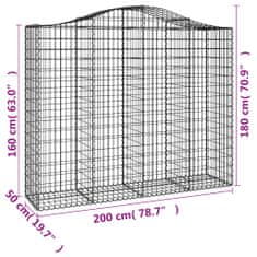 Vidaxl Obokane gabion košare 6 kosov 200x50x160/180cm pocinkano železo